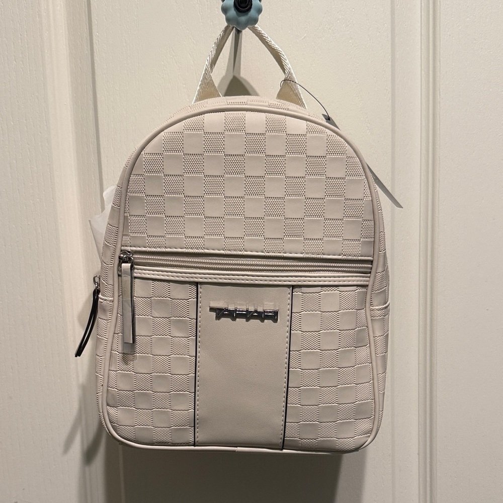 Tahari Taupe Checkered Backpack